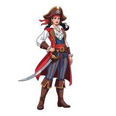 Obraz premium Female Pirate Character Holding Sword.