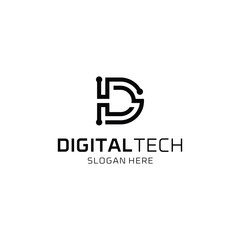 Obraz premium Digital Tech Logo Design Modern Technology Branding 2.