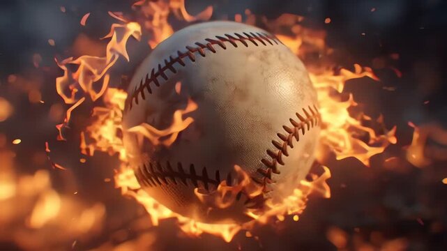 Dramatic Baseball Engulfed in Intense Orange Flames