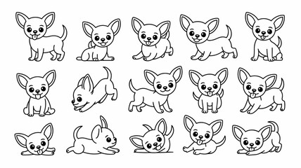 Obraz premium Playful Chihuahua Illustration Pack 14 Fun Poses and Happy Expressions