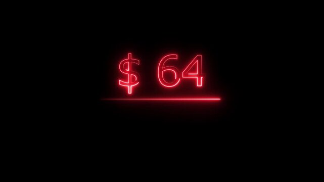 64 Dollar icon Finance and Currency Concept text 4k video, on black background.