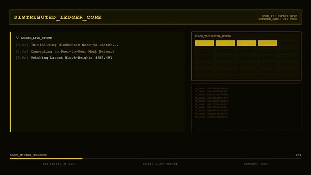 Distributed Ledger Core Blockchain Node Validator Dashboard Display.