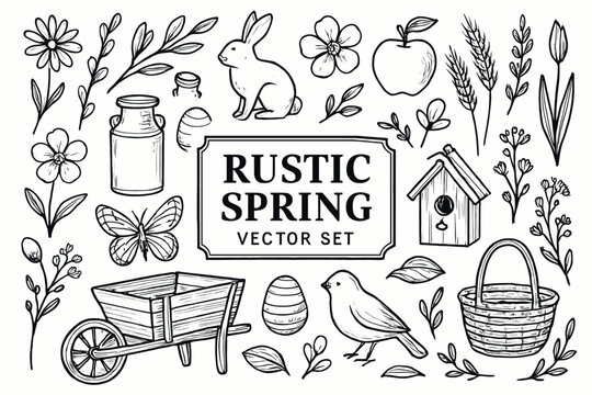 Following your rules vector logo set for rustic spring garden designs, suitable for creative projects, branding, and marketing materials.