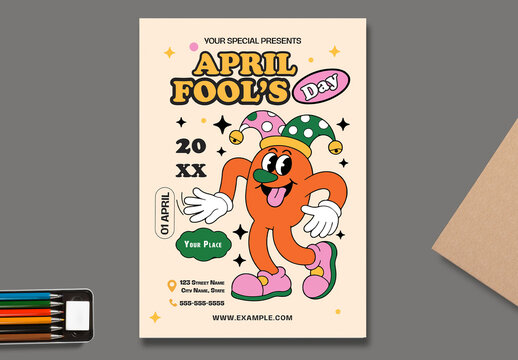 April Fools Day Cartoon Poster Illustration