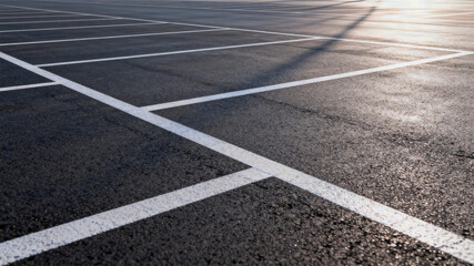Fototapeta premium Asphalt Parking Lot with White Markings