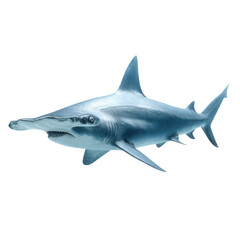 Fototapeta premium Realistic blue shark illustration, marine predator wildlife graphic, ocean fish animal clipart for design and education isolated on Transparent Background