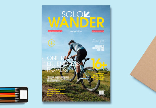 Solo Cycling Adventure Magazine Cover Design