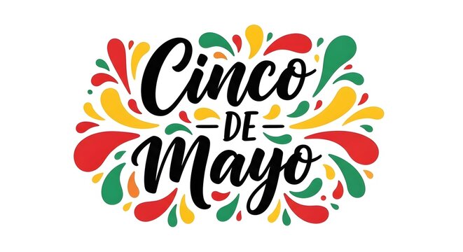 Cinco de mayo celebration logo with colorful splashes isolated on white background