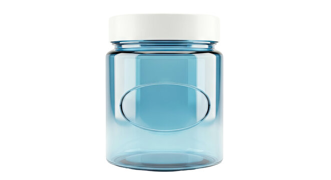 Blue Glass Jar with White Lid