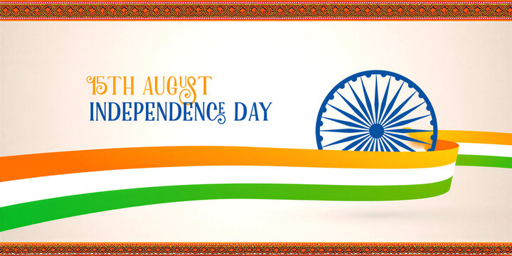 Indian independence day celebration with ashok chakra and flag colors