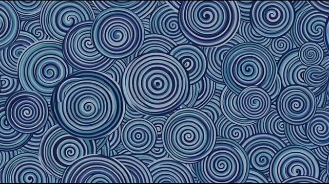 Blue swirling spiral shapes pattern background.