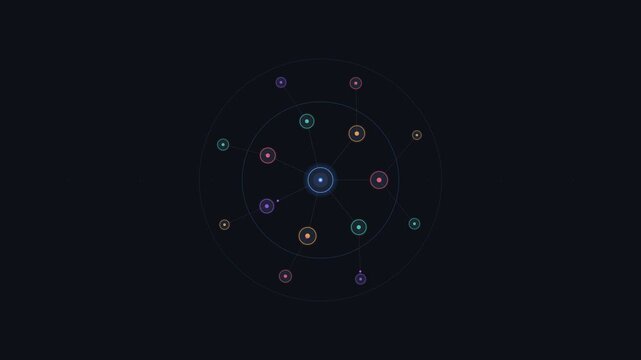 Share network spread animation with connected nodes radial expansion clean flat vector seamless loop modern social media UI elements