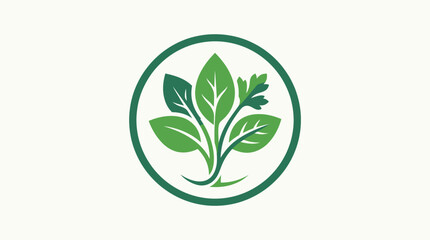 Obraz premium Green Leaves Inside Circle Logo