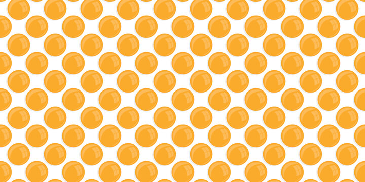 Yellow egg yolk seamless pattern for breakfast menu and kitchen decor. Healthy food pattern