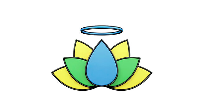 Stylized Lotus Flower with Water Drop and Halo Icon