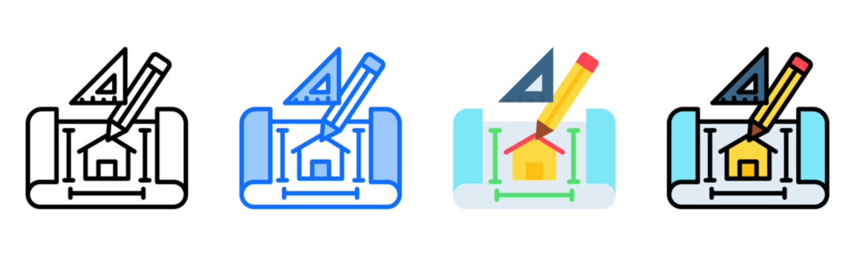 Architecture Icon Collection Set Multiple Style