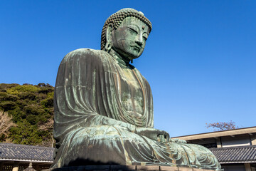 Obraz premium Great Buddha of Kamakura, Japan. The bronzed Great Buddha of Kamakura or Kamakura Daibutsu