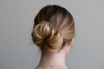 Fototapeta premium Woman Back View Elegant Bun Beauty Style Concept