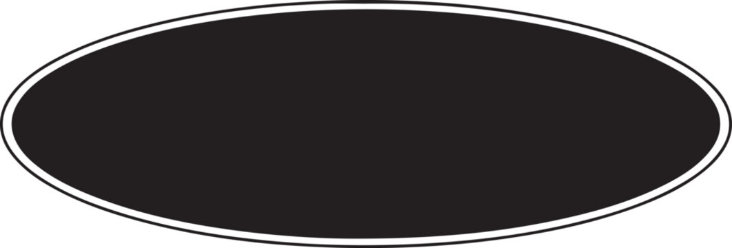 Black simple smooth horizontal oval shape on plain white background geometric minimalist