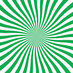 Fototapeta premium Green and white sunburst pattern with curved radial lines emanating from the center vector