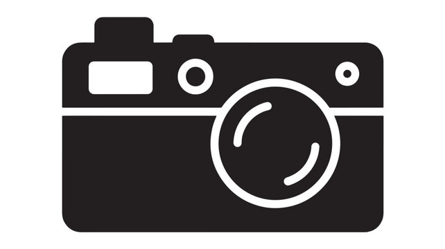 Professional digital photo camera icon vector illustration featuring a modern lens zoom symbol and vintage photography equipment sign for a creative technology button design