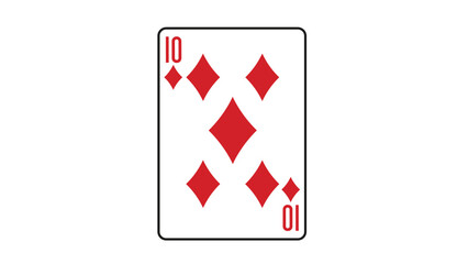 Obraz premium Ten of Diamonds playing card illustration featuring ten red diamond suit symbols in a traditional layout on a clean white background.