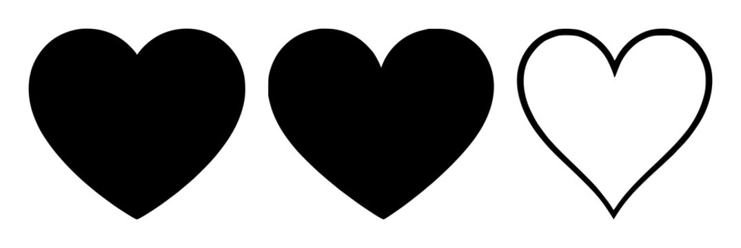Favorite heart icon set with solid black icon on white background featuring heart, icon, favorite selector with love and symbol