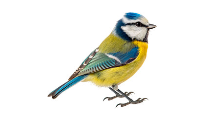 Blue tit sits on a branch in a garden during spring with bright colors and lively energy in the morning light © PNG_MEGAStock