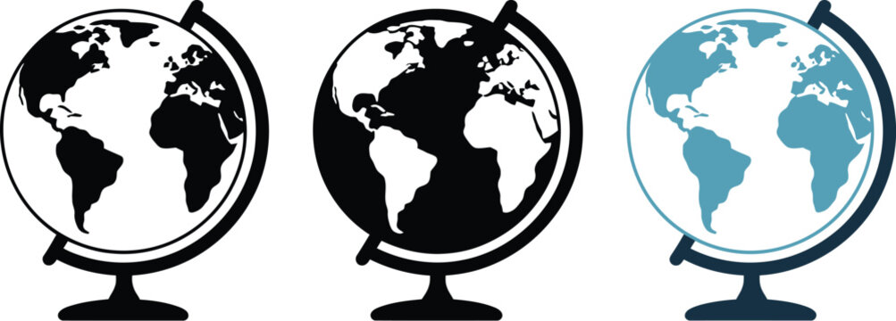 World globe desk ornament icon, vector illustration for geography education travel global business and logistics concept design.