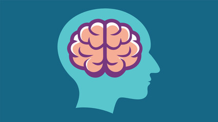 Obraz premium Brain illustration shows the shape and structure within a human head against a blue background