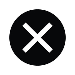 Obraz premium バツ印のアイコン、黒い円形に白抜きのクローズボタン、シンプルでモダンなフラットデザインのキャンセルマーク、UIデザインやWebサイトの閉じる操作に最適なEPSベクター素材