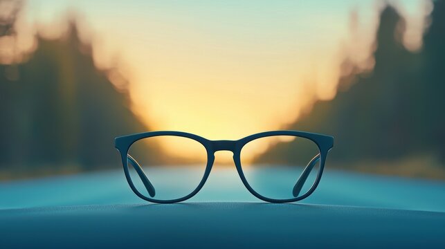 Black glasses on a car dashboard, adding a touch of personal style to the vehicle.