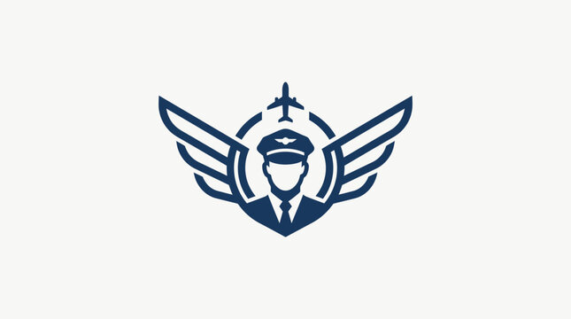 Pilot Emblem with Wings and Airplane Detail