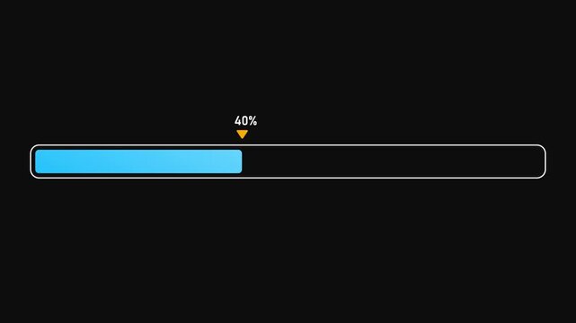 Progress bar indicator from zero to hundred percentage animation on black background, Futuristic progress loading bar, suittable for download, upload