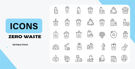 Obraz premium A collection of zero waste icons for sustainable living