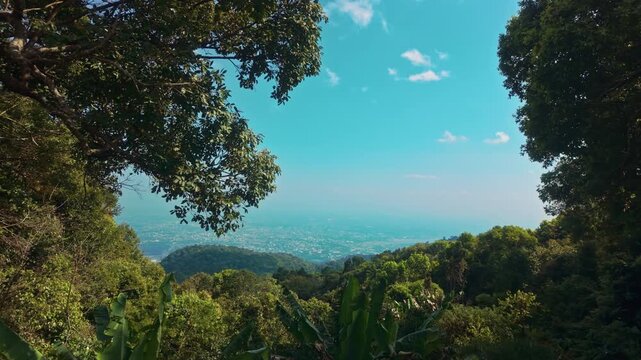 Doi Suthep-Pui National Park Mountains At The Viewpoint Near Khun Chang Kian Village, Chiang Mai, Thailand. Wide Shot