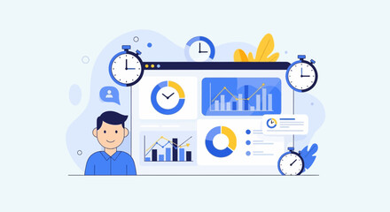 Fototapeta premium Business Analytics Dashboard with Time Management Elements.