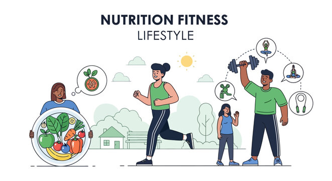 Nutrition Fitness Lifestyle: Healthy Eating, Running, Weightlifting, Yoga, Jump Rope