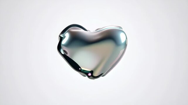 The hearts slowly merge and split like liquid droplets, subsurface scattering on the edges, soft and clean aesthetic, professional 3D render style.