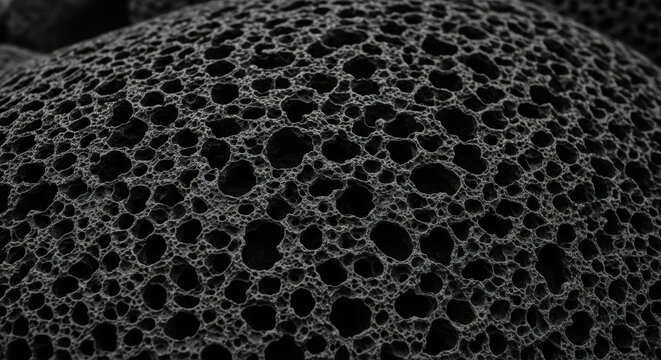 Close-Up of Textured Porous Surface in Black and White