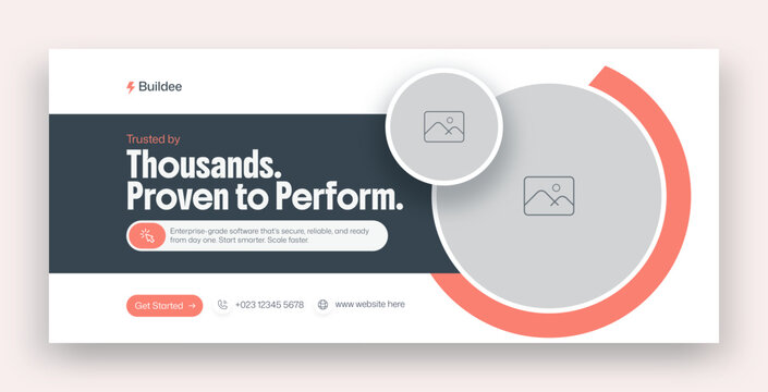 Trusted Enterprise SaaS Coral Accent Web Banner Facebook Cover Template