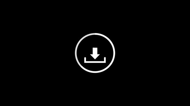 Modern white download animation on black background download upload interface user interface digital loading animation