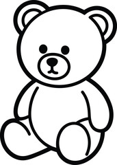Obraz premium Simple Sitting Teddy Bear Line Art Illustration for Coloring