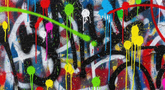 Vibrant Abstract Graffiti Artwork on Dark Background