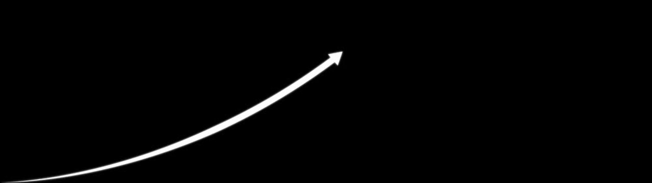 White arrow animation moving gracefully on black background seamless loop motion smooth curved arrow transition effect for presentations and digital marketing