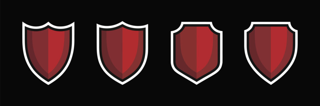 3D esport shield badge set with outline and shadow effects, blank template collection for gaming logos, team branding, competitive esports identity, modern emblem design, and customizable badge graphi