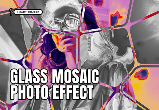 Abstract Glass Mosaic Duotone Photo Effect