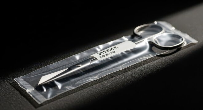 Sterile Surgical Instrument in Sealed Plastic Packaging