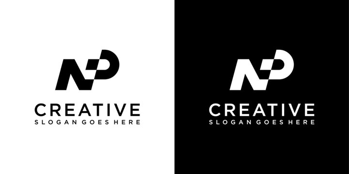 NP or PN initial letter logo design vector concept