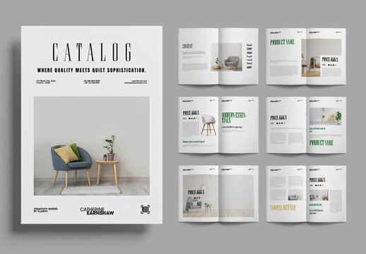 Minimal Furniture Catalog Magazine Layout Template with Modern Interior Editorial Design